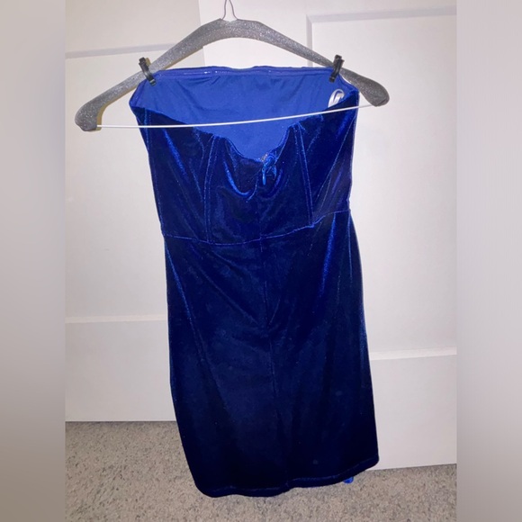 Lulus Velvet Blue Strapless Mini Dress - Picture 8 of 9